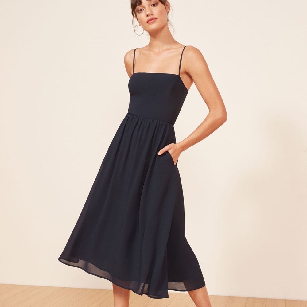 Navy Reformatiom Midi Dress
